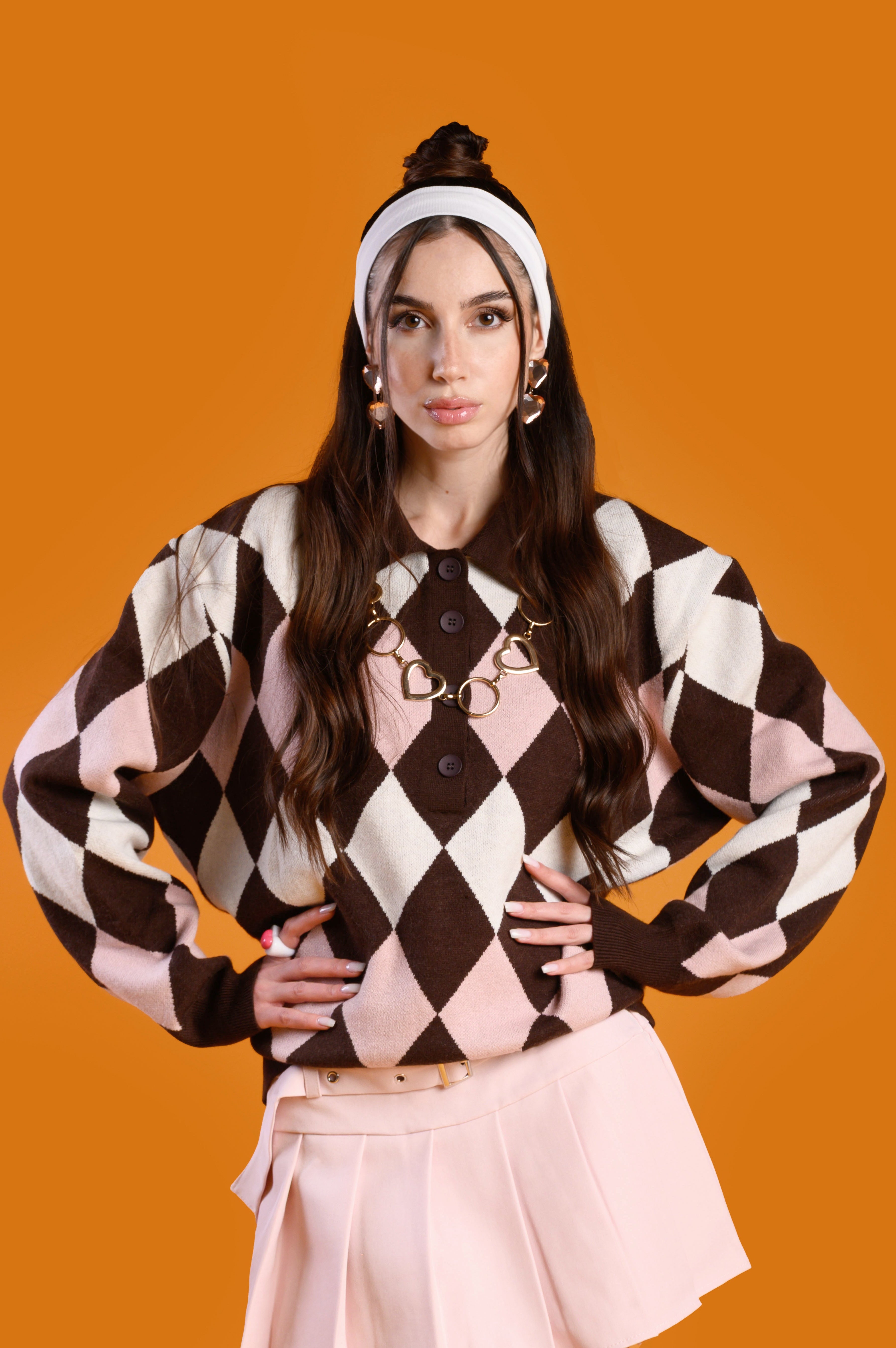 MAGLIONE CHECK PINK