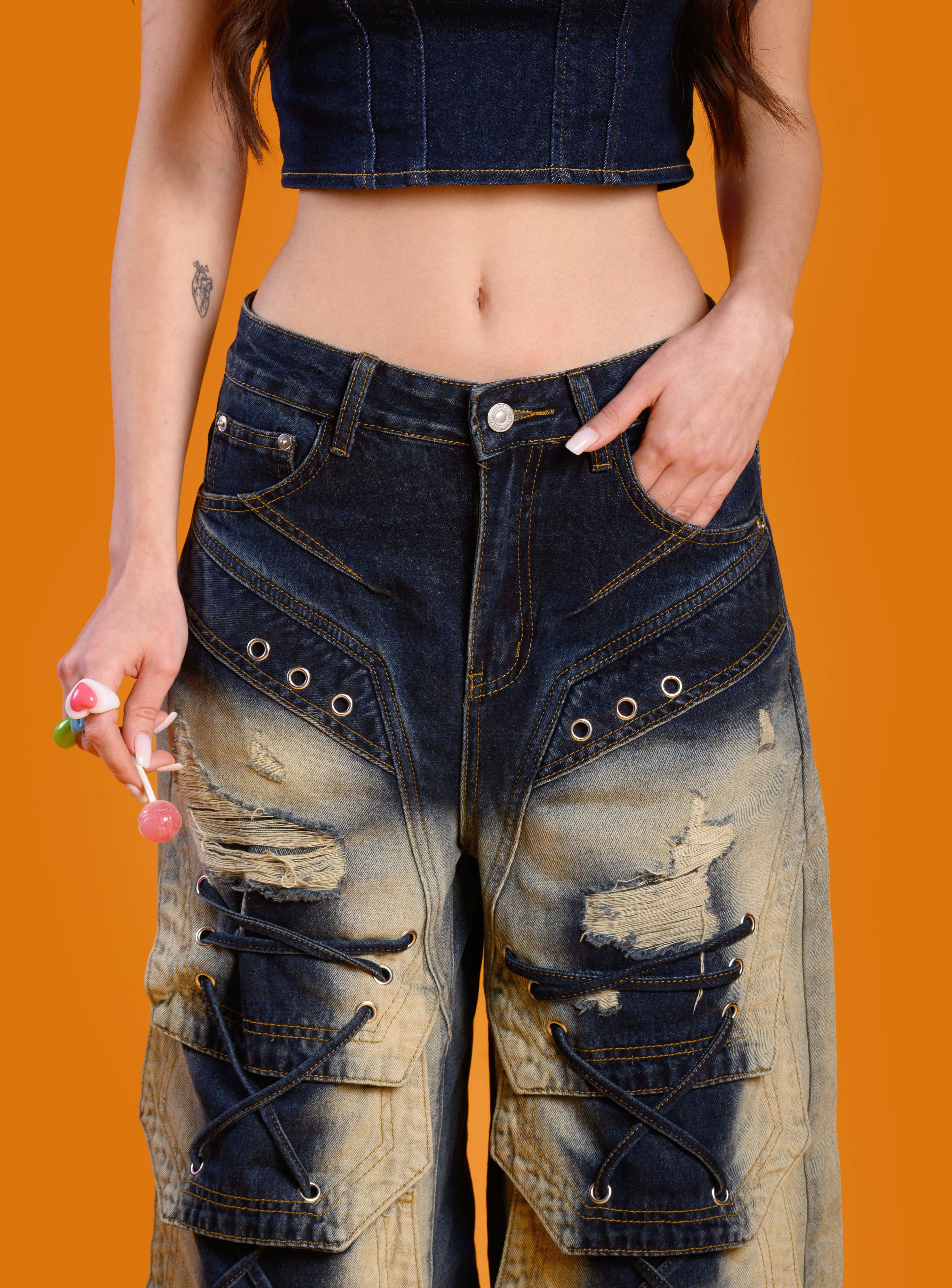 JEANS LACE-UP